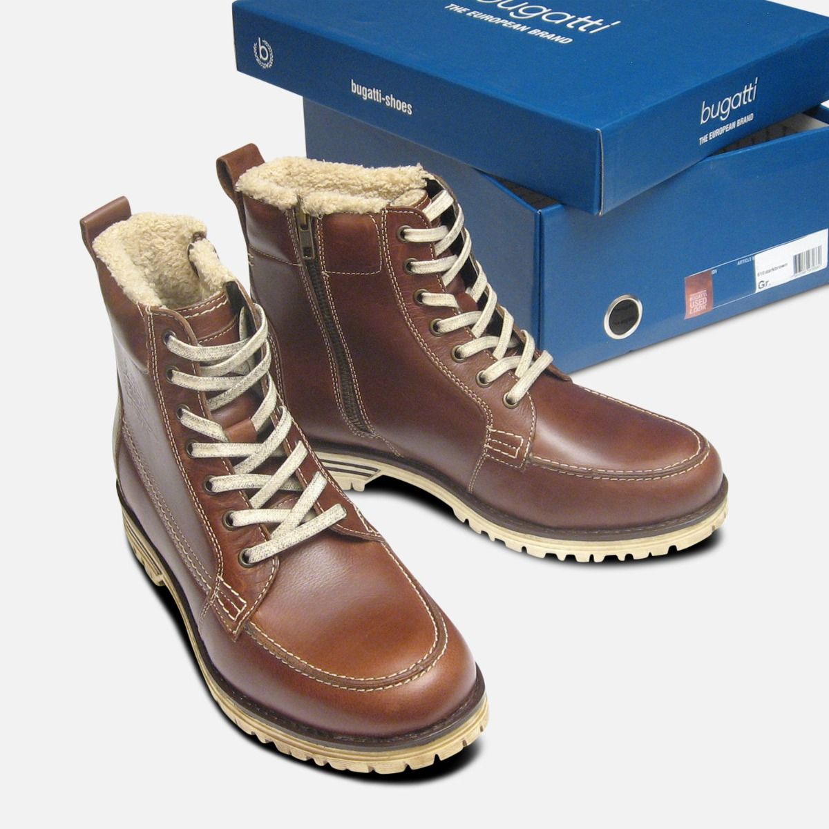 Brown Aviator Warm Bugatti Mens Boots