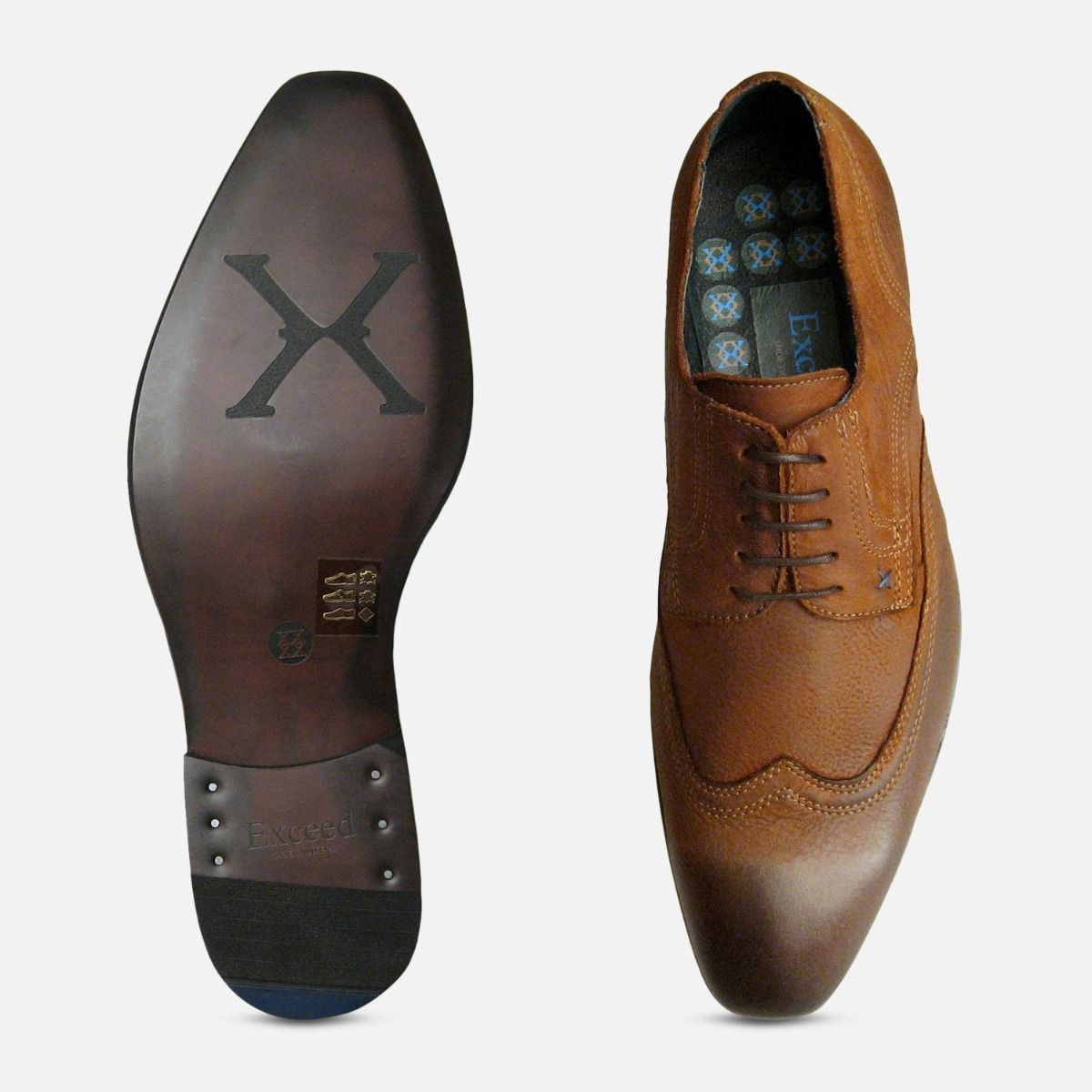 Tan Nubuck Waxy Lace Up Shoes for Men by Designer Brand Exceed