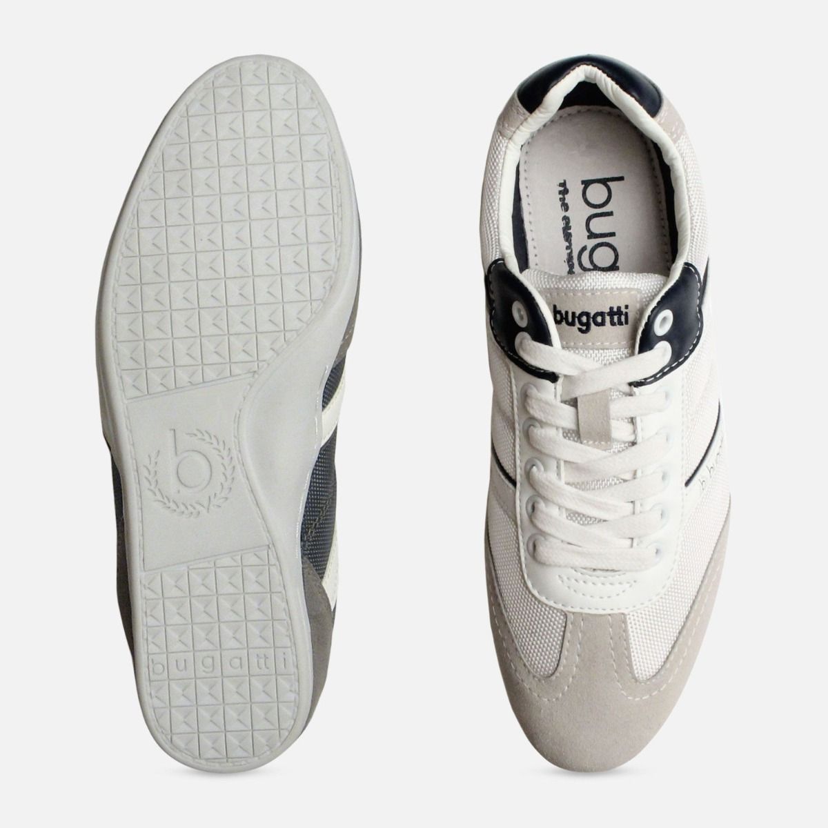 Grey & White Designer Bugatti Sneakers