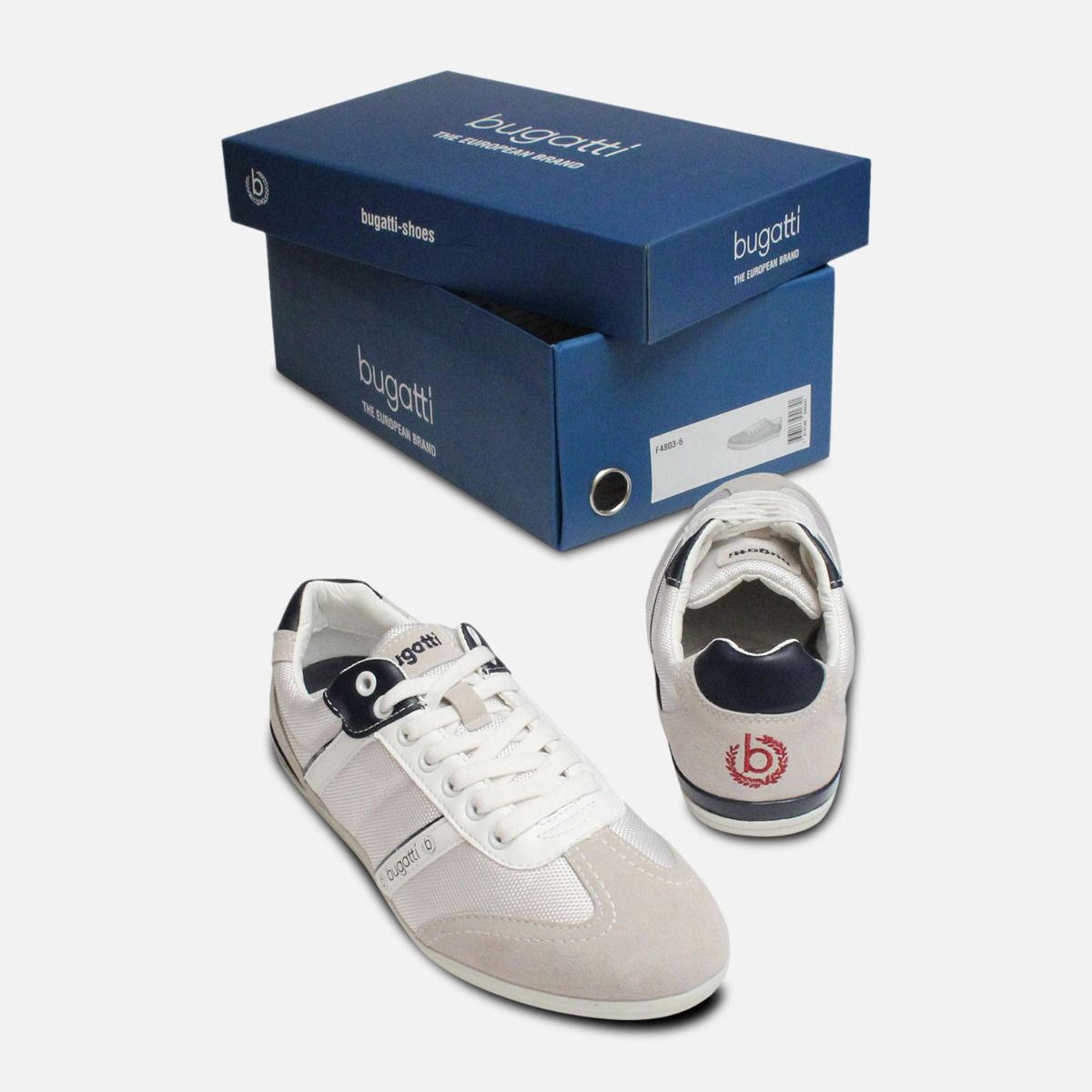 Grey & White Designer Bugatti Sneakers