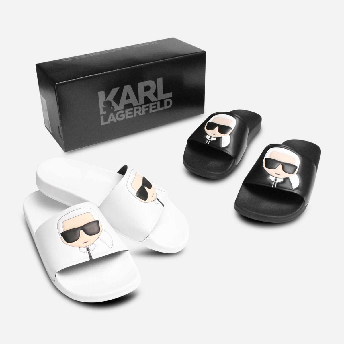 Karl Largerfeld Kondo II Pool Sliders in White Rubber