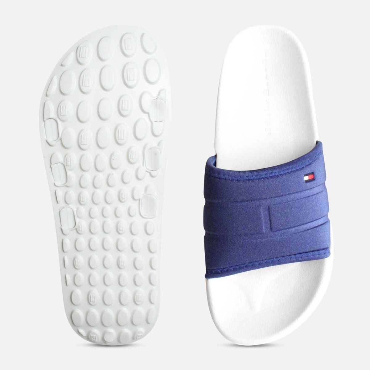 White Monaco Blue Tommy Hilfiger Flag Pool Slides