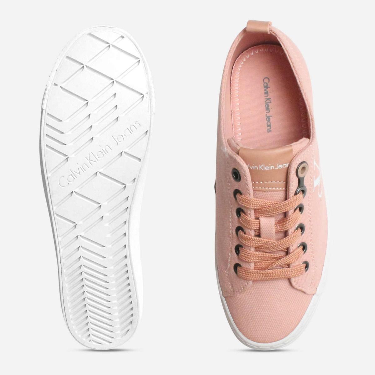 Zolah Calvin Klein Chunky Canvas Trainers in Dusk Pink