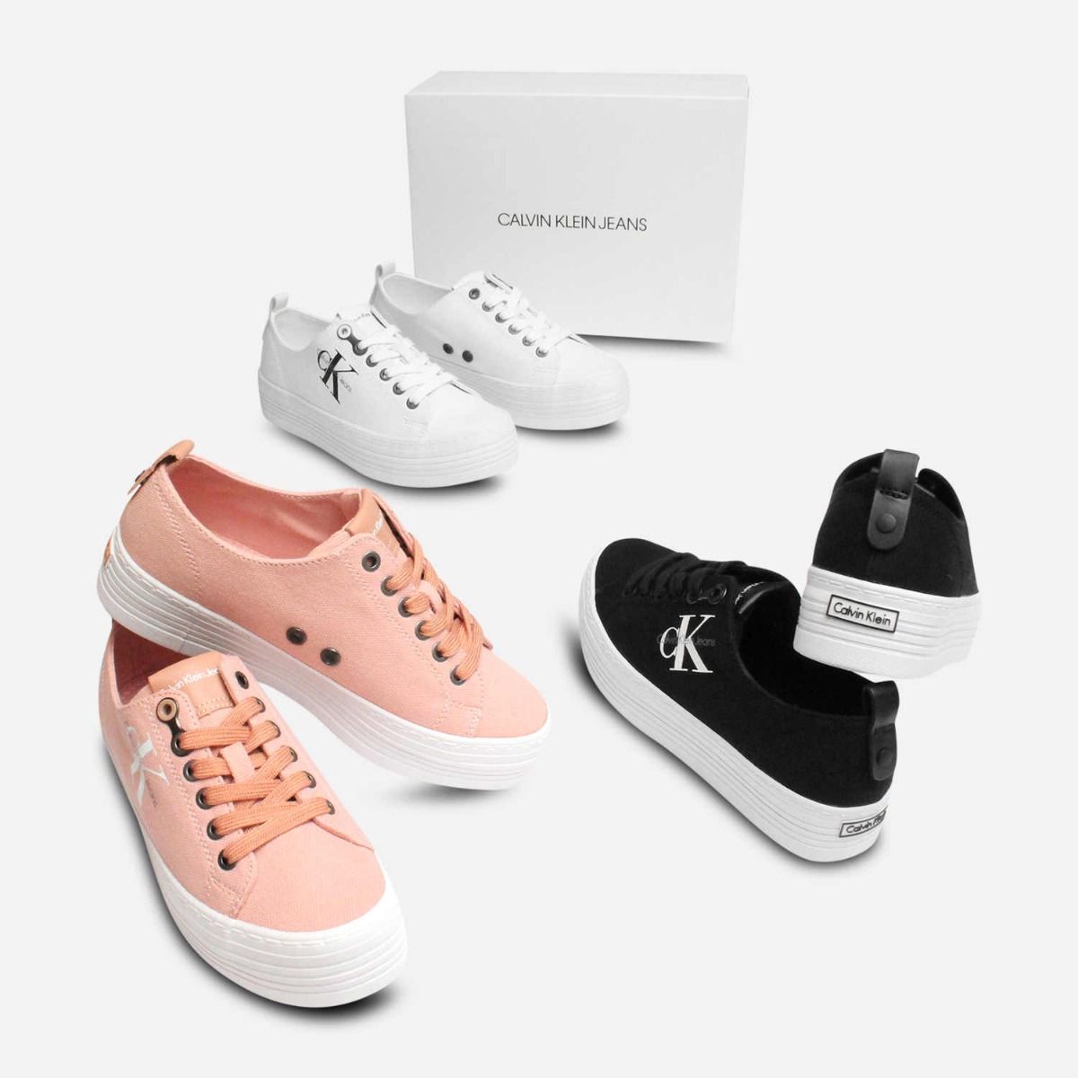 Zolah Calvin Klein Chunky Canvas Trainers in Dusk Pink