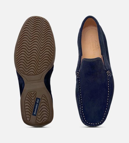 Anatomic Shoes Dark Navy Blue Suede Slip On Loafers