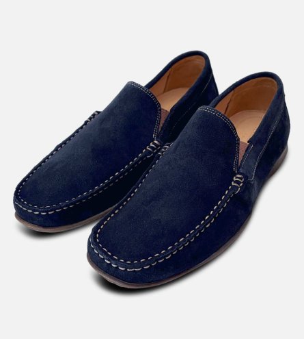 Anatomic Shoes Dark Navy Blue Suede Slip On Loafers