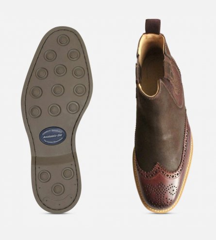 Burgundy & Waxy Brown Chelsea Boot Brogues by Anatomic