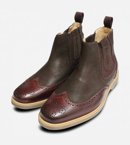 Burgundy & Waxy Brown Chelsea Boot Brogues by Anatomic