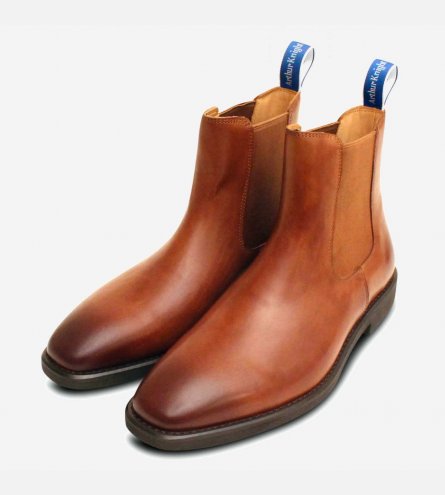 Arthur Knight Mayfair Tan Leather Designer Chelsea Boot