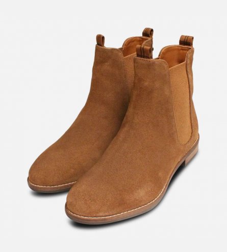 Barbour Badminton II Chelsea Boots in Cognac Suede