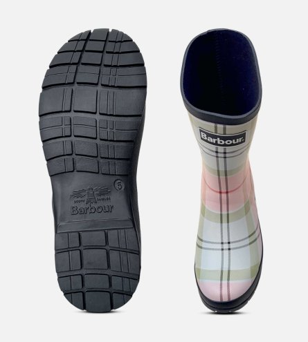 Barbour Ladies Pink Tartan Walking Wellington Boots