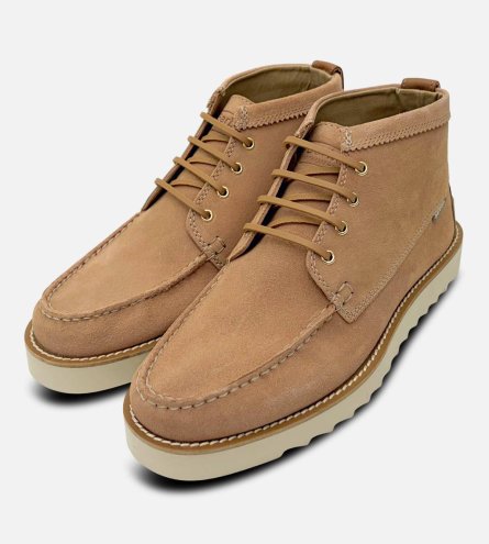 Barbour Stitched Lace Up Chukka Boot in Desert Brown Suede