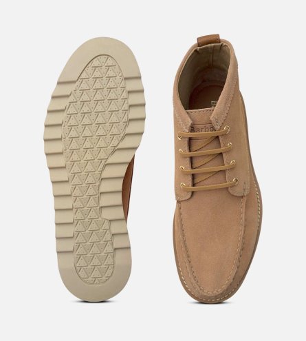 Barbour Stitched Lace Up Chukka Boot in Desert Brown Suede