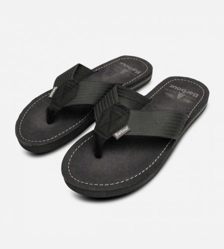 Barbour Designer Black Flip Flop Toeman Sandals