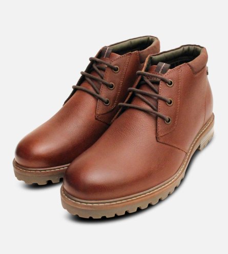 Barbour Designer Brown Leather Mens Lace Up Chukka Boot