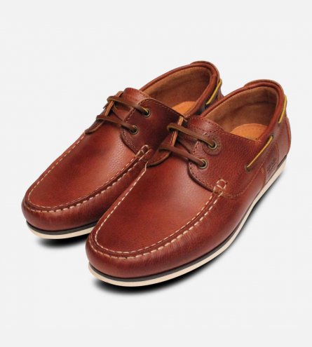 Barbour Designer Tumble Grain Brown Capstan Boat Shoes