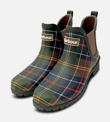 Barbour Wilton II Classic Green Tartan Chelsea Boot Welly