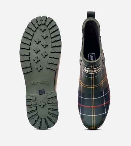 Barbour Wilton II Classic Green Tartan Chelsea Boot Welly