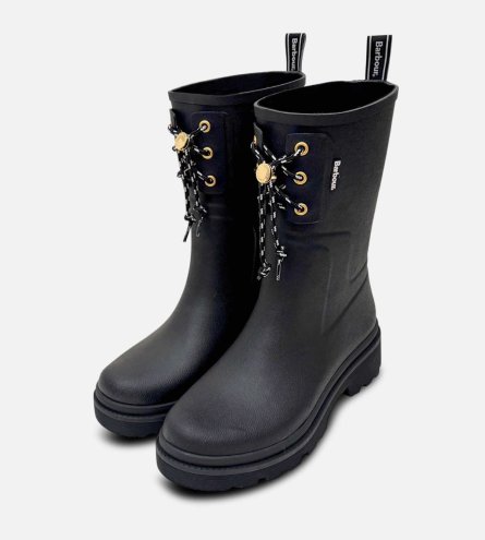 Barbour Black & Gold Waterproof High Heel Walking Boots