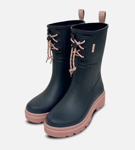 Barbour Dark Navy Blue & Pink Designer Walking Wellies
