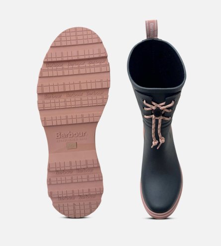 Barbour Dark Navy Blue & Pink Designer Walking Wellies