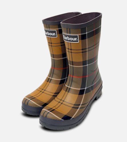 Barbour Ladies Beige Tartan Waterproof Walking Wellies