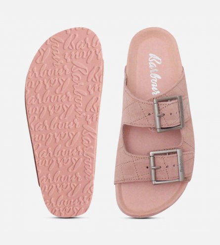 Barbour Designer Womens Pink Suede Quilted Sandals