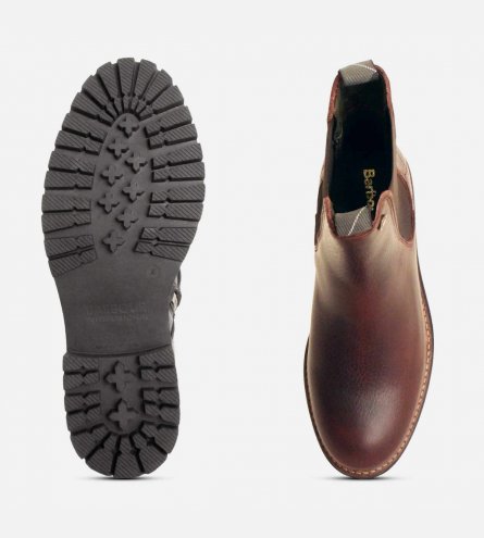 Barbour Designer Ladies Slip On Chelsea Boots in Brown