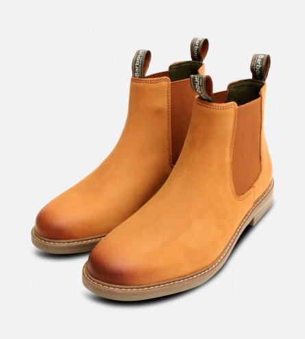 Barbour Light Tan Farsley Mens Slip On Chelsea Boot