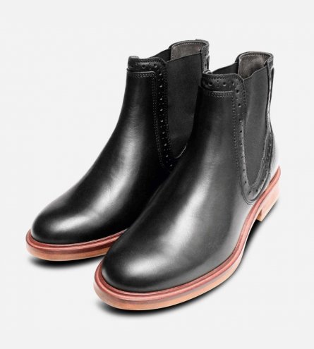 Barbour Classic Ankle Chelsea Boots in Black Leather