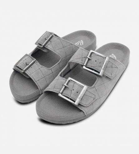 Barbour Designer Womens Grey Suede Quilted Sandals