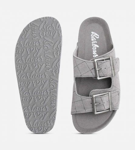 Barbour Designer Womens Grey Suede Quilted Sandals