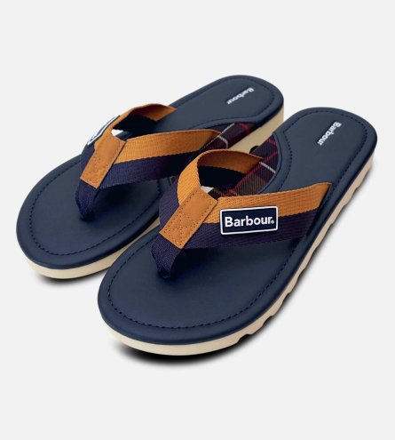 Barbour Mens Designer Flip Flop Sandals in Navy Blue