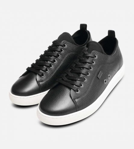 Barbour International Black Leather Designer Cupsole Sneakers