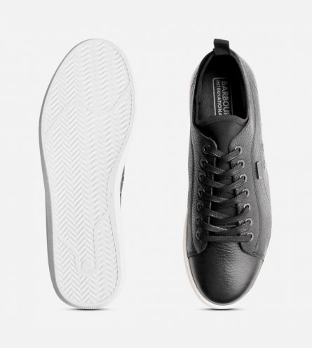 Barbour International Black Leather Designer Cupsole Sneakers