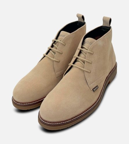 Barbour Designer Chukka Boots in Beige Desert Suede