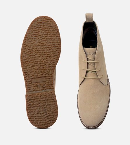 Barbour Designer Chukka Boots in Beige Desert Suede