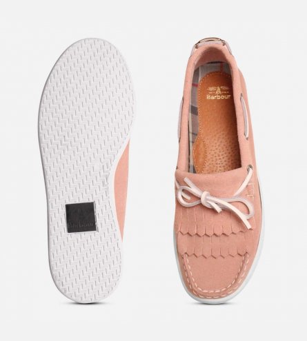 Barbour Pink Suede Deck Shoes with Klara White Sole