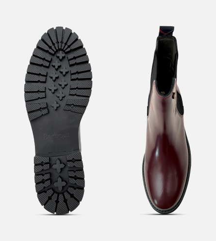 Barbour Designer Cherry Polished Leather Chelsea Boots