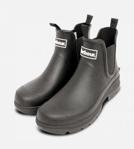 Barbour Nimbus II Black Rubber Chelsea Wellington Boots