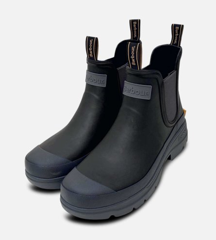 Barbour Black & Grey Waterproof Walking Chelsea Boot Welly