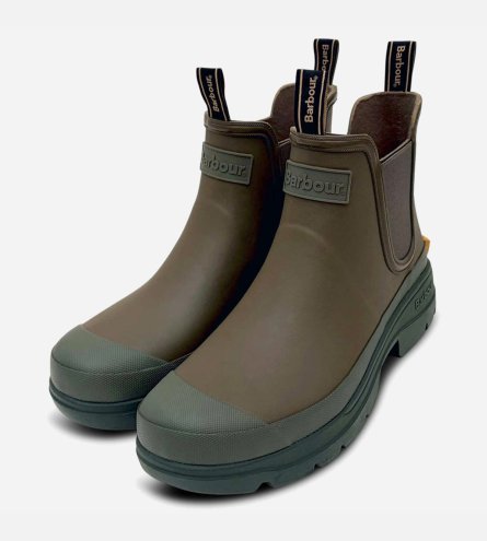 Barbour Moss Green Waterproof Walking Wellies for Men