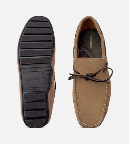 Barbour Mens Designer Taupe Suede Casual Driving Shoes