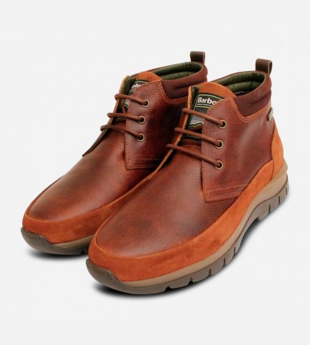 Barbour Mens Cognac Grain Designer Suede Lace Up Boots