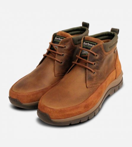 Barbour Mens Tan Brown Designer Lace Up Walking Boots