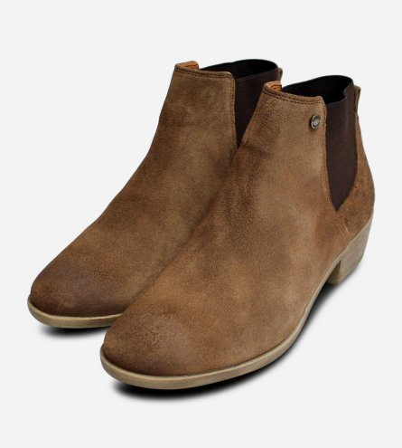 Brown Suede Cuban Heel Chelsea Boot by Barbour Shoes