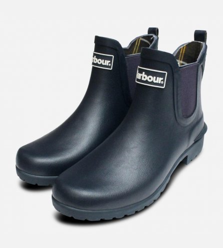 Barbour Ladies Wilton Chelsea Boot Welly in Navy Blue