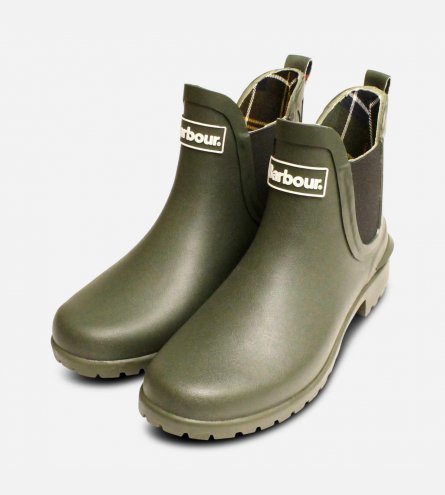 Barbour Olive Green Short Chelsea Boot Wilton Welly