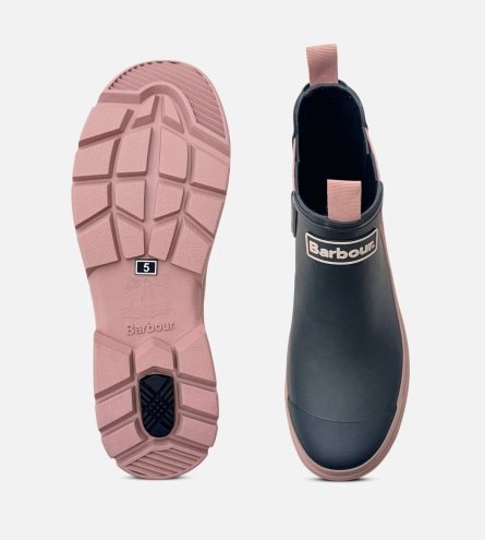 Barbour Dark Navy & Pink Waterproof Nimbus Chelsea Boot Welly