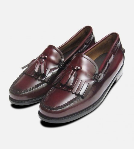 Burgundy Ladies Bass Tassel Loafers